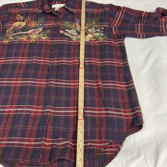Vintage Cambridge Dry Goods Embroidered Plaid Flannel Button Up Women’s Medium - Picture 6 of 9